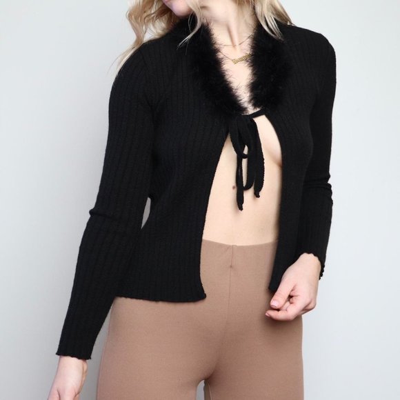 Front-Tie Ribbed Cardigan - Picture 4 of 4